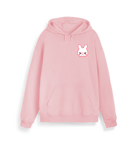 Cotton Pink Angry Anime Bunny Hoodie